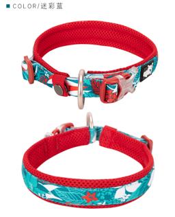 Cotton Patterned Mesh-Padded Dog Collar
