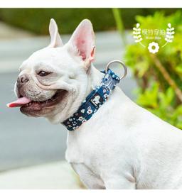 Cotton Patterned Mesh-Padded Dog Collar
